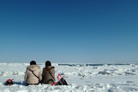 【網走・ガイドツアー】流氷と氷瀑に出会うスノーシュートレッキング