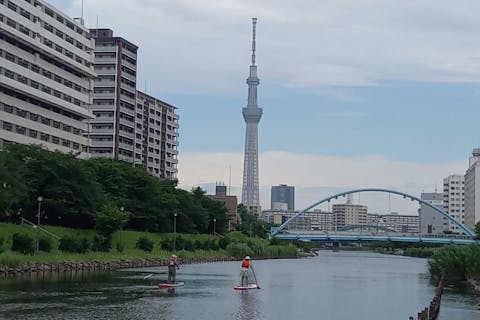 【東京 SUP】　スカイツリーの絶景！　東京SUPツアー　♪初心者の方もガイドがサポートいたします。