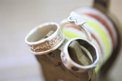 シルバーリングとペンダントセットハンドメイドまとめ売り 青山・シルバーアクセサリー】銀粘土で作るシルバーリング＆ペンダント