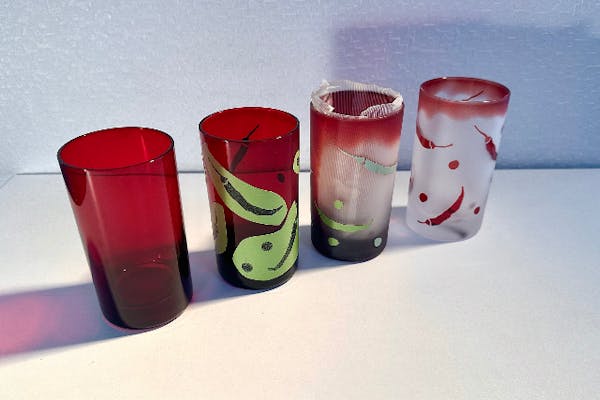 サンドブラスト体験！国産江戸色被せ硝子のサンドブラスト体験