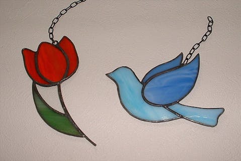 【横浜・1時間半】ステンドグラスキットで作ろう！小鳥orチューリップの飾りプラン