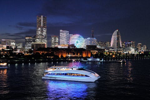 【横浜・クルージング】1ドリンク＋おつまみ付き★「横浜夜景ファンタスティック カフェシップ」幻想的な横浜の夜景を楽しもう！幸せのパワースポットを巡る