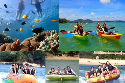 【沖縄・シュノーケリング】シュノーケリング＆カヤック＆マリンスポーツ3種