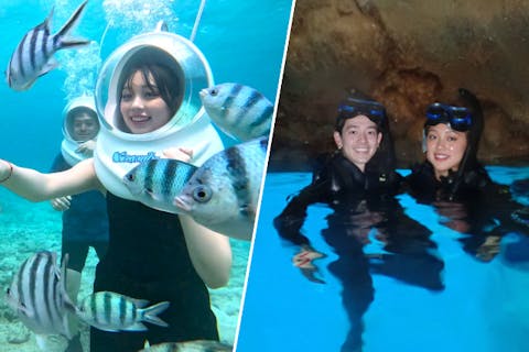 【沖縄・恩納村・シーウォーク】シーウォーク＆青の洞窟シュノーケリング欲張りセット