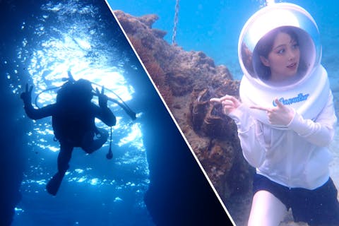 【沖縄・恩納村・シーウォーク】シーウォーク＆青の洞窟体験ダイビング大満足セット