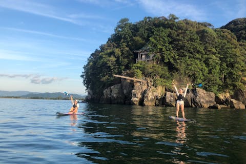 【琵琶湖・SUP】波がしずかな琵琶湖の上で、基本動作を身につけよう。半日のSUP体験