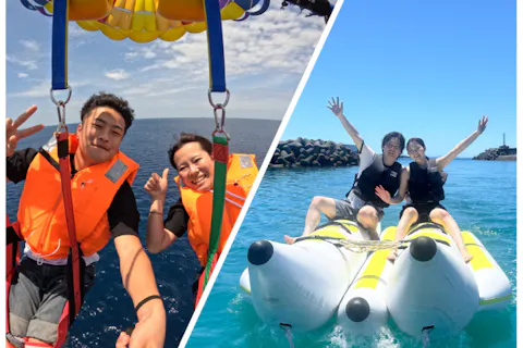 【沖縄・宜野湾発・パラセーリングとマリンパック】海×空アクティブプラン★GoPro無料レンタル&写真プレゼント★
