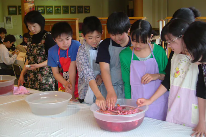 山形 染物体験 ハンカチを自由に染め上げよう 紅花染教室 アソビュー