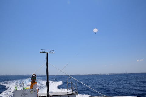 【沖縄・那覇・パラセーリング】初心者やお子さま向けのコース（ロープ長さ：50メートル）