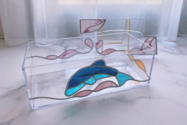 SEA,Swedenの手描き飾りグラス、美術工芸品 綾ガラス 一輪挿し | 光琳 爽 | 若草 | グラスアート黒木