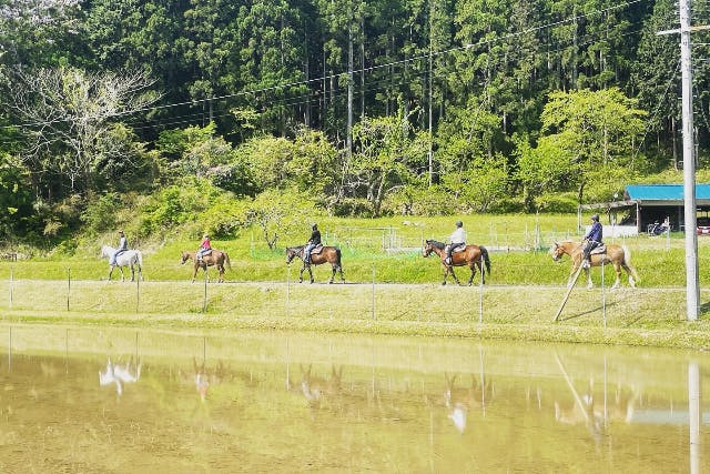 【京都・乗馬】乗馬レッスン付き！馬にのって京都の里山をお散歩しよう！外乗60分プラン