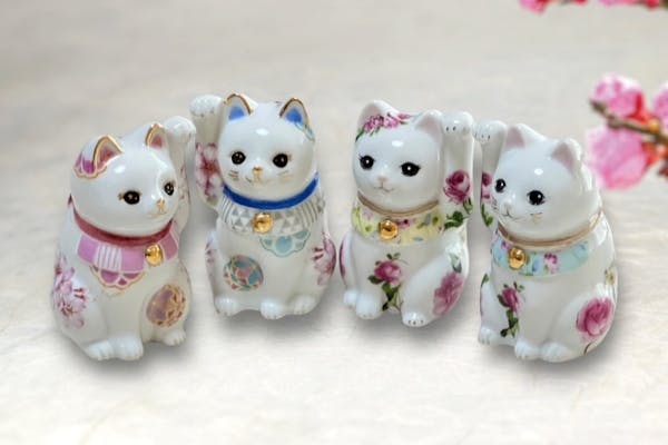 招き猫　ペア　結婚祝い　新築祝い　ハンドメイド　ポーセラーツねこ　縁起物
