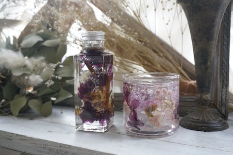 【名古屋・大須・手作りキャンドル】お花が浮かぶボタニカルキャンドルホルダー&ハーバリウム作り