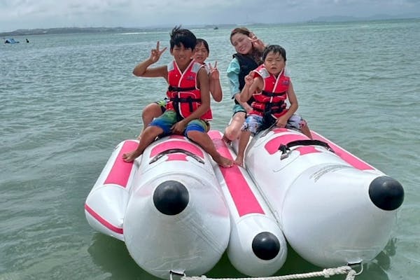 沖縄・ マリンスポーツ】フライボード、ウェイク、水上バイク、遊具4種