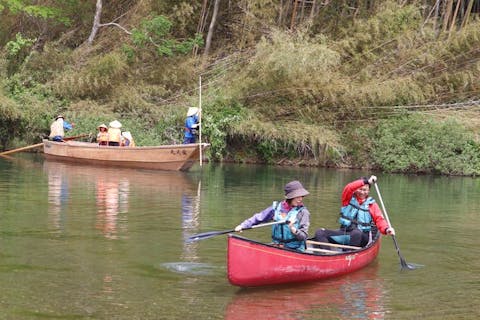 【高知・越知・カヌー＆和船】奇跡の清流「仁淀川」で、カナディアンカヌー＆和船船頭体験