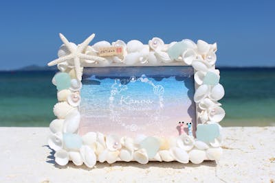 リアルマリン❤イルカちゃんと星砂ビーチの貝殻スクエアのヘアゴム