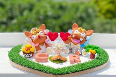 沖縄シーサー　ツイン　美品 沖縄・シーサー作り】ウェディングシーサー絵付け体験！全席オーシャン