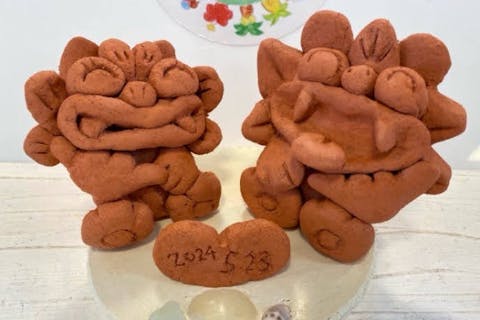 【沖縄・シーサー作り】12時までに来店の方はこちら！粘土からシーサー作り体験！全席オーシャンビュー美ら海水族館まで車で1分！当日すぐ持ち帰りOK！