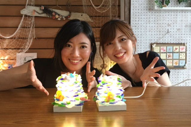 【神戸・マリングラスのランプシェード】マリングラスを積んで貝殻で装飾！海からの贈り物で作ろう、自分だけのランプシェード