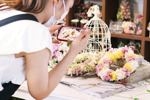 【岡山・倉敷・フラワーアレンジメント・ウエルカムリース】美観地区から車で15分！色が選べるアジサイのウエルカムリース作り