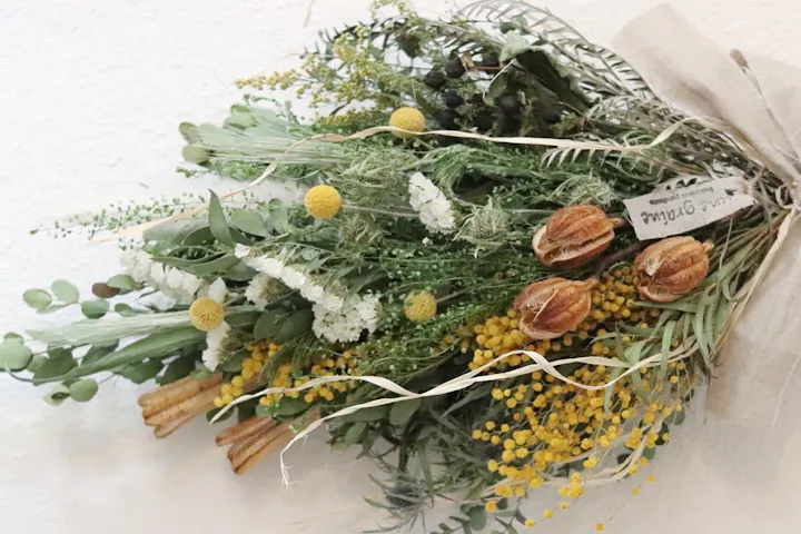 神奈川 川崎市 フラワーアレンジメント お花で飾るインテリア ドライフラワースワッグ アソビュー
