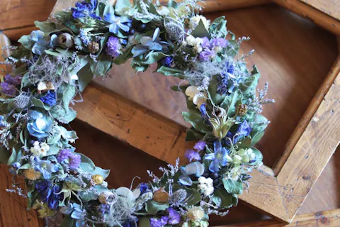 【神奈川・川崎市・新川崎駅 徒歩6分・ドライフラワーアレンジメント】大人気プラン！季節の自家製ドライフラワーで作るbotanical wreathe