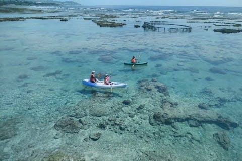 【沖縄・南部・シーカヤック】沖縄本島ほぼ最南端！「秘密のビーチ・シーカヤック」2人乗りカヤックでゆったり90分！フライト直前までOK。2名様から実施。ファミリー・カップルにおすすめ！