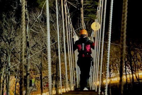 【栃木・那須・アスレチック】ライトアップされた夜の森の中を楽しめる！ノザルコース（7コース・ジップライン付き）