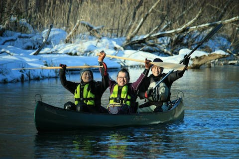 【釧路・カヌー】冬こそ！釧路川源流プライベートカヌーツアー約3.5キロの川旅