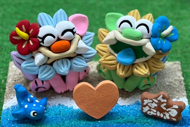 【沖縄・名護】Enjoy工房オリジナルの手作りシーサーに絵付けしよう！団体割（20名以上）