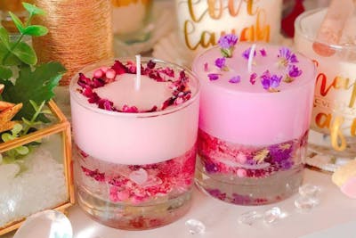 池袋・キャンドル作り】ドライフラワーをたっぷり入れて！ジェル