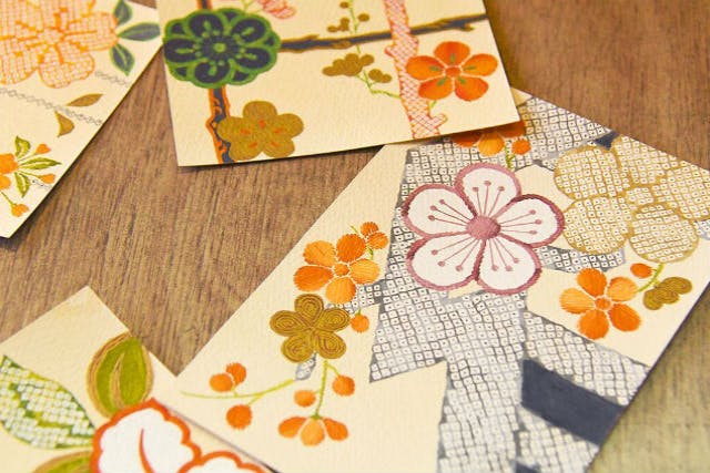 【京都・伝統工芸体験】＼上級コース／繊細な美しさ。キモノデザインを自分で描いてみよう！（友禅画ポストカード）