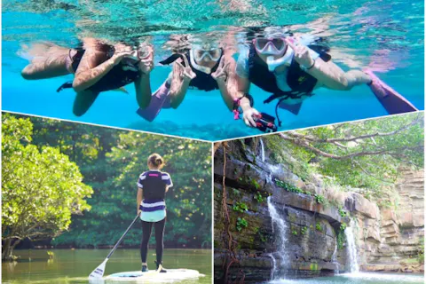 【沖縄・西表島・SUP】水落の滝を目指すマングローブSUPorカヌー探検&トロピカルシュノーケリング（1日／写真データ無料）