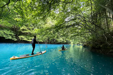 【群馬・中之条・SUP】ツアー写真プレゼント！コバルトブルーの四万湖をクルージング！SUP体験  ※写真無料プレゼント