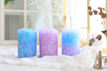 デザイナーキャンドル3個セット 愛知・名古屋・キャンドル作り】色の組み合わせが楽しい！モザイク