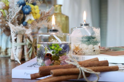 【愛知・名古屋・手作りランプ】ずっと使えるおしゃれなランプ！ボタニカル素材で作るオイルランプ作り