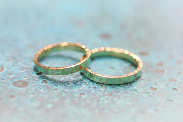 アクセサリー 【一点物】ハンドメイドバンドリング 銀と銅の杢目金調
