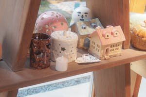 陶器製穴あきデザイン ライトオブジェ【作家作品：一点物】 陶器製穴あきデザイン ライトオブジェ【作家作品：一点物】 陶器製穴