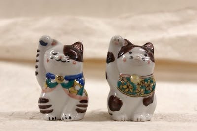 陶あん陶葊OUTLET 招き猫 桜紅葉松絵付け 置物 インテリア小物