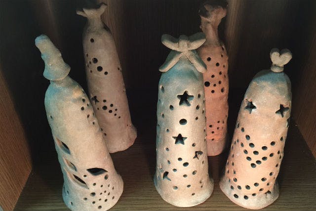 大阪・天王寺・陶芸】キャンドルの灯火ゆらめく、ミニランプシェードを