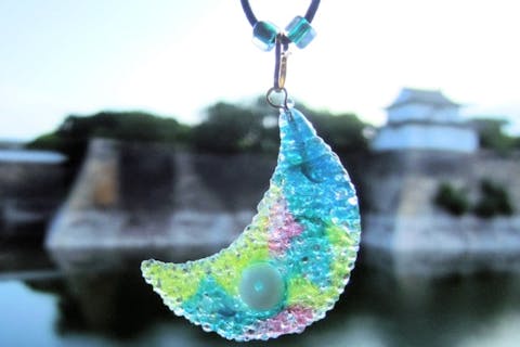 【大阪・手作りアクセサリー】キラキラの輝き！月＆星ガラス七宝アクセサリー