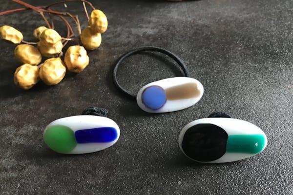 京都・西陣・ガラス細工】フュージングガラスのバレッタ（1個）or