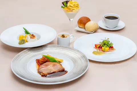 【兵庫・神戸・クルージング】「サンシャインコース」旬野菜・魚＋肉のＷメイン・デザートなど全5品！特別な空間で贅沢なフレンチを♪