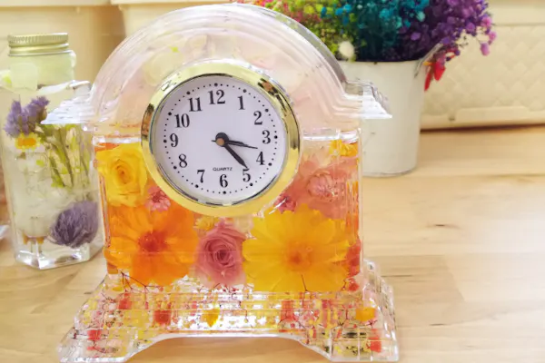 華やか 花時計 Flower オレンジ 分厚 ハンドメイド