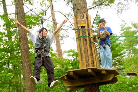 【山梨・富士山麓/河口湖・アスレチック】時間制コース：トレックコースの60分プラン。体験後にマウンテンバイクコースもおすすめ（当日受付）