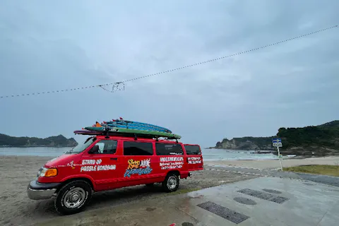 【千葉・鴨川・SUP】真っ赤なバンに乗って絶景ポイントへお出かけ！レクチャーつきで安心！写真付きSUPツアー!