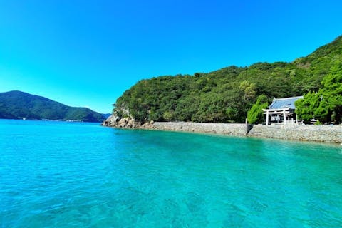 【愛媛・松山・シュノーケリング】送迎付き宇和島シュノーケリングツアー！船でしか行けない神社「由良神社」参拝付き