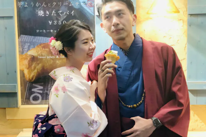 東京 浅草 着物レンタル デートにぴったり 着物で浅草散策できるカップルプラン 2名1組料金 アソビュー
