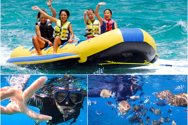 ♪当日予約大歓迎♪【沖縄・恩納村・マリンスポーツ】☆ボートで行く青の洞窟シュノーケリング＆ドラゴンボート☆超高画質GoPro撮影・餌付無料♪