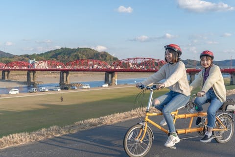 【高知・四万十川・サイクリング】2人乗り用タンデムバイクのレンタサイクル5時間